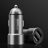 REMAX Metal Dual USB Fast Charge Car Charger Dual Port Car Charger 2.4A Car Cigarette Lighter