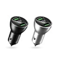 Remax RCC106 Car Charger 2USB A Type A 17W 3.4A Power 2 Ports Fast Charge Quick To Phone 12v-24v LED Display Black Silver Color To Choice 1PCS AL ABS Meterials