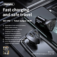 Remax RCC214 Car Charger 2 Double USB A Type A 1 PD 52W 4.8A Power 3 Ports Fast Charge Quick To Phone 12V-24V Black Color 1PCS AL ABS Meterials