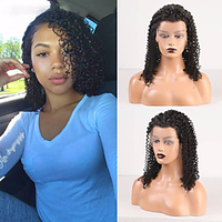 Remy Human Hair Lace Front Wig Middle Part style Burmese Hair Curly Natural Wig 150% Density Natural Hairline Women