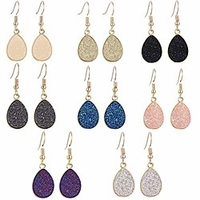resin druzy stud earrings for women crystal stud earrings geometry shiny druzy earring for teens girls (8pair drop earring set)
