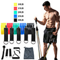 Resistance Band Set Exercise Resistance Bands 11 pcs 5 Stackable Exercise Bands Door Anchor Legs Ankle Straps Sports TPE Home Workout Pilates CrossFit Heavy-duty Carabiner Strength Training Muscular