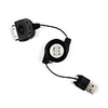 Retractable Sync and Charge Cable for iPad/iPad2/iPhone - Black/70cm Length