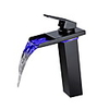 Retro Black Waterfall Bathroom Basin Mixer Tap LED / Waterfall Oil-rubbed Bronze Centerset Single Handle One Hole Bath Taps