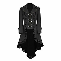retro jacket,  chaofanjiancai womens vintage long sleeve waist back bandage lace stitching tuxedo jacket overcoat (xl,  black02) miniinthebox