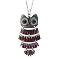 Retro Style Colorful Owl Shape Copper Necklace