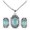 Retro Style Emerald Necklace and Earrings