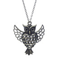 Retro Style Owl with Wing Copper Necklace