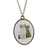 Retro Style Two Little Kitty Copper Necklace