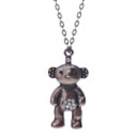 Retro Style Zircon-Studded Little Bear Copper Necklace