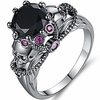 retro vintage skull gothic statement promise cocktail party biker ring (black,  11)