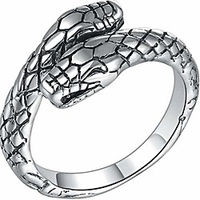 retro vintage stainless steel double snake head statement promise cocktail party biker ring (silver,  10)
