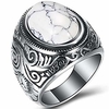 retro vintage stainless steel turquoise onyx ring (white,  13)