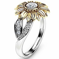 retro vintage sun flower floral cocktail party statement anniversary ring (clear,  5)