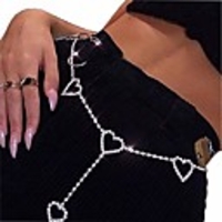 rhinestone body chains belt crystal waist chains heart pendant summer beach waist body jewelry festival belt belly jewelry for women and girls