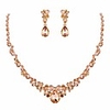 rhinestone crystal elegant bridal floral teardrop necklace earrings set champagne rose gold-tone