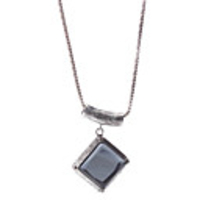 Rhombus Gem Antique Silver Necklace