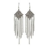 Rhombus Shape Dangly Rhinestone Fully-Jewelled Earring