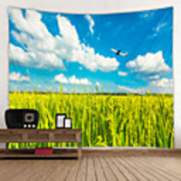 Rice Farmland Digital Printed Tapestry Decor Wall Art Tablecloths Bedspread Picnic Blanket Beach Throw Tapestries Colorful Bedroom Hall Dorm Living Room Hanging