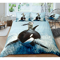 Riding Shark 3-Piece Duvet Cover Set Hotel Bedding Sets Comforter Cover with Soft Lightweight Microfiber,  Include 1 Duvet Cover,  2 Pillowcases for Double/Queen/King(1 Pillowcase for Twin/Single)