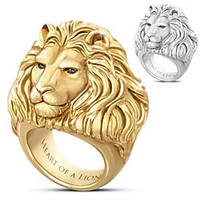 Ring 3D Gold Silver Alloy Lion Punk Rock 1pc 7 8 9 10 11 / Men
