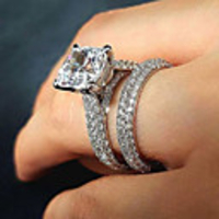 Ring AAA Cubic Zirconia Classic Silver Brass Blessed Classic 1 set 6 7 8 9 10 / Couple