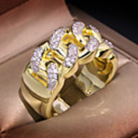 Ring AAA Cubic Zirconia Crossover Gold Brass XOXO Unique Design Trendy 1pc 5 6 7 8 9 / Men