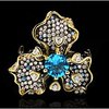 Ring AAA Cubic Zirconia Fancy Black Brass Flower Statement Luxury Elegant 1pc 6 7 8 9 10 / Women