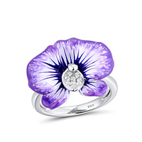 Ring AAA Cubic Zirconia Fancy Silver Brass Flower Shape Artistic European Sweet 1pc 6 7 8 9 10 / Women