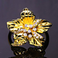 Ring AAA Cubic Zirconia Geometrical Gold Brass Flower Vintage 1pc 6 7 8 9 10 / Women