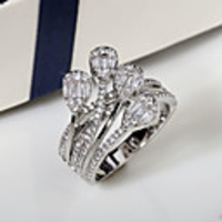 Ring AAA Cubic Zirconia Geometrical Silver Brass Floral Theme Luxury Sweet 1pc 6 7 8 9 10 / Women