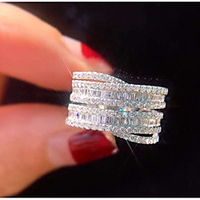 Ring AAA Cubic Zirconia Geometrical Silver Brass Love Luxury Elegant Fashion 1pc 6 7 8 9 10 / Women