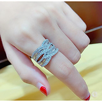 Ring AAA Cubic Zirconia Geometrical Silver Brass Precious Luxury Unique Design European 1pc 6 7 8 9 10 / Women