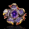 Ring AAA Cubic Zirconia Mixed Color Black Brass Floral Theme Flower Statement Luxury Elegant 1pc 6 7 8 9 10 / Women