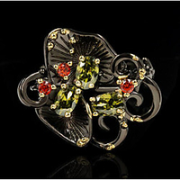 Ring AAA Cubic Zirconia Retro Black Brass Flower Stylish Asian Elegant 1pc 6 7 8 9 10 / Women