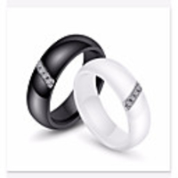 Ring AAA Cubic Zirconia Stylish White Black Titanium Steel Ceramic Relationship Ladies Stylish Simple 1pc 6 7 8 9 10 / Couple
