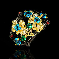 Ring AAA Cubic Zirconia Two Stone Black Brass Floral Theme Asian Elegant Sweet 1pc 6 7 8 9 10 / Women