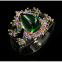 Ring AAA Cubic Zirconia Vintage Style Black Brass Floral Theme Statement Luxury European 1pc 6 7 8 9 10 / Women