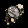 Ring Agate Retro Black Brass Flower Artistic Asian Elegant 1pc 6 7 8 9 10 / Women