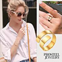 Ring Black Gold Silver Stainless Steel Statement Fashion 1pc Adjustable / Women