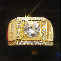Ring Classic Gold 18K Gold Plated Brass Imitation Diamond Precious Classic Fashion Hip-Hop 1pc 7 8 9 10 11 / Men