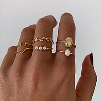 Ring Classic Gold Imitation Pearl Alloy Blessed Elegant Fashion Classic 6pcs 11 / Women
