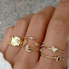 Ring Classic Gold Rhinestone Alloy Moon Butterfly Simple Fashion Vintage 6pcs 7 / Women
