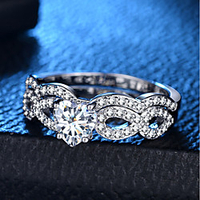 Ring Classic Silver Copper Platinum Plated Imitation Diamond Heart Love Ladies Romantic Fashion 2pcs 6 7 8 9 10 / Women