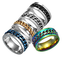Ring Classic Style Silver / Black Black / Gold Black Stainless Steel Fashion chain Cheap 1pc 6 7 8 9 10 / Men