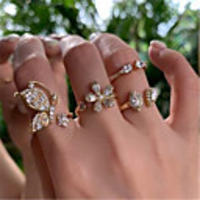Ring Cubic Zirconia Classic Gold Copper Imitation Diamond Flower Fashion 1 set Adjustable / Women