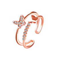 Ring Cubic Zirconia Classic Gold Silver Copper Butterfly Elegant Trendy Korean 1pc Adjustable / Women