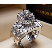 Ring Cubic Zirconia Geometrical White Copper Titanium Steel Love Fashion 1 set 6 7 8 9 / Couple