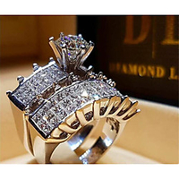 Ring Cubic Zirconia Geometrical White Copper Titanium Steel Love Fashion 1 set 6 7 8 9 / Women
