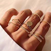 Ring Geometrical Gold Alloy Blessed Fashion Vintage Classic 1 set 11 / Women